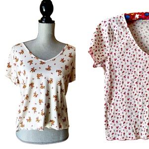 Olivia Rae - Set of two romantic garden cottage tees size XL